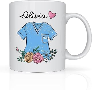 Pomchick - Personalised Nurse Mug with Name | Nhs Nurse Thank You Gift | New Nurse Present | Hospital Nurse Christmas Birthday Gift | Medical Student