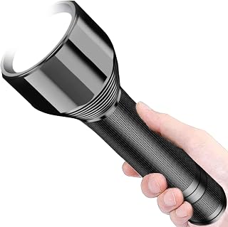 REHKITTZ LED Torch, 3000 Lumens, Super Bright and Zoomable | Large Torch Body, Long-Range Beam, Long Runtime, Durable Aluminium Alloy Body, Water-Resistant Flashlight, 5 Light Modes