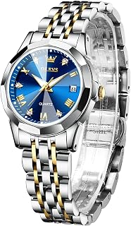OLEVS Orologio da donna Diamante Orologio con Piccolo Volto Oro Argento Cinturino in Acciaio Inossidabile Impermeabile Data Orologio