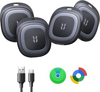 UGREEN FineTrack Duo2 Bluetooth Tracker Tag, iOS & Android, USB-C Charging | Works with Apple Find My & Google Find Hub, 4 Pack Bluetooth Item Finder, 110dB, IP68, 12 Months per Charge for Keys, Bags