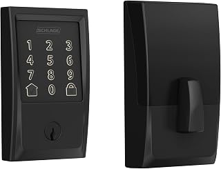 Schlage Encode Smart WiFi Deadbolt Lock with Century Trim, Matte Black | Keyless entry door lock, Touchscreen keypad, App control, Alexa, Google Home, Ring & Airbnb compatible, Certified security