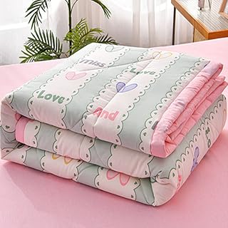 Chickwin Quilt Bedspread Double Single, 3D Simple Reversible Spring Autumn Quilt Summer Quilted Bed Blanket for Bedroom (150 x 200 cm, Dolce Amore)