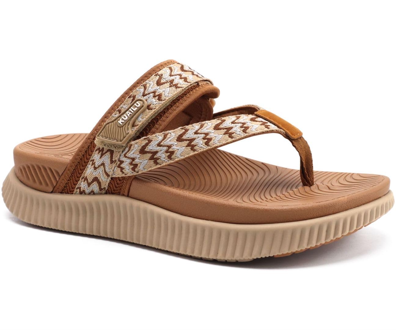 KuaiLu Womens Arch Support Flip Flops & Sandals Thick Athletic Cushion