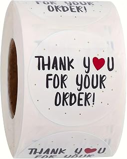 500 Sheets/Roll Thank You Order Stickers, e-Commerce Matte Round Labels, Retail Store, Customer Appreciation Gift, Quick Order Fill Confirmation Slap