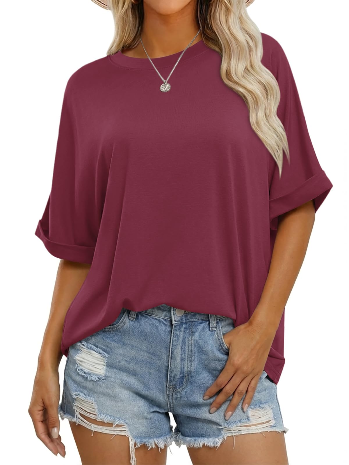 Cicy Bell Women's Oversized Crew Neck T-Shirt