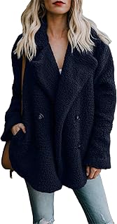 OMZIN Women's Casual Coat Faux Lapel Long Sleeve Apparel Front Pockets Piped Crossover Coat S-5XL
