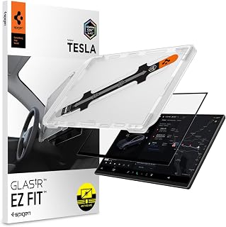 Spigen Screen Protector Matte Finish for Model Y (2026-27), Model 3 (2027) | Aluminacore 9H Tempered Glass, EZ FIT Auto Align Tray, Anti-Fingerprint, Designed for Model Y (2026-2027), Model 3 (2027)16"