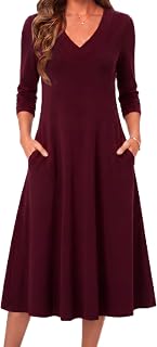 Zeagoo Dresses for Womens Long Sleeve Midi Dress Fall Casual A Line Dress