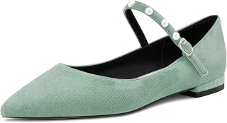 NobleOnly Women's Pointed Toe Mary Jane Low Heel Pumps Office Party Classic Buckle Closure Shoes 1 CM Heels