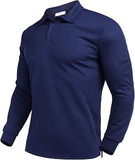 Deyeek Men's Long Sleeve Polo Shirts, Quick Dry Golf Polo for Men