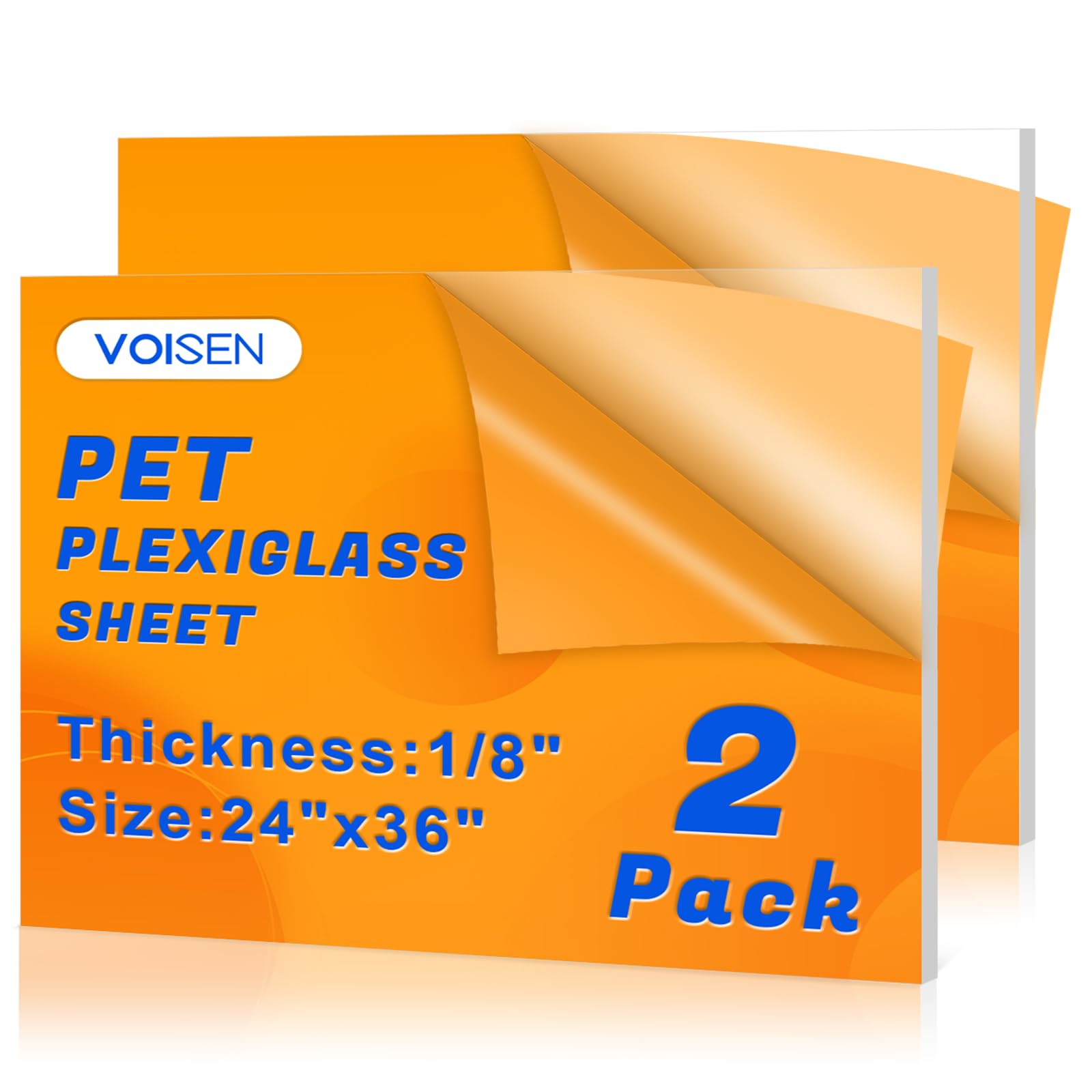 VOISEN 2 Pack Plexiglass Sheets 1/8 Inch Thick, 24"X36" Plexi Glass Panel | Plas
