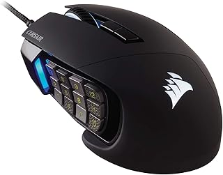 Corsair Scimitar RGB Elite Wired MMO MOBA PC Gaming Mouse – Black | 18,000 DPI, 17 Programmable Buttons, Adjustable Key Slider, Omron Switches, iCUE Compatible, PC, Mac, PS5, PS4, Xbox