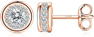 Gold Earrings Studs 18K Gold Earrings Stud Earring for Women Sparkling Inlay Cubic Zirconia Hypoallergenic Stud Womens Earring