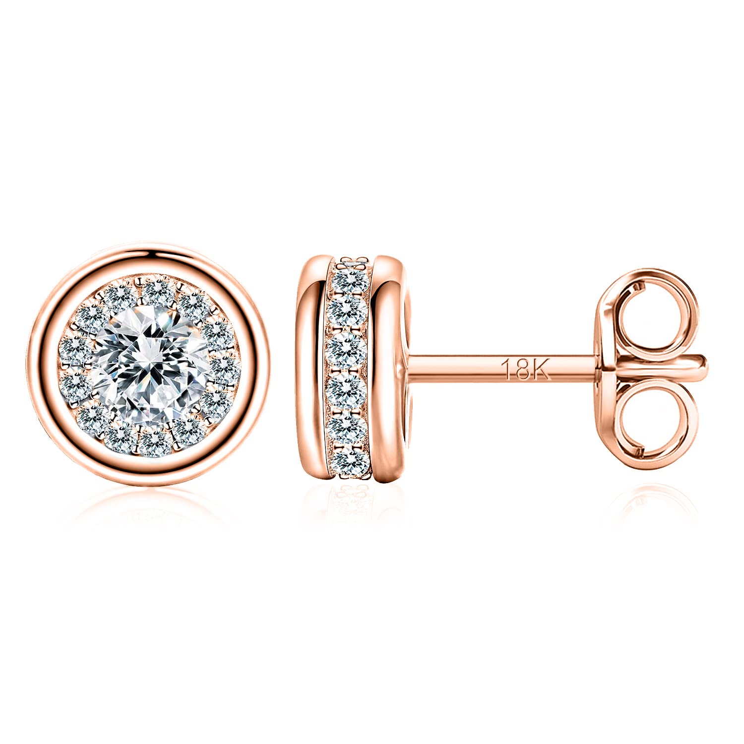 Gold Earrings Studs 18K Gold Earrings Stud Earring for Women Sparkling Inlay Cub