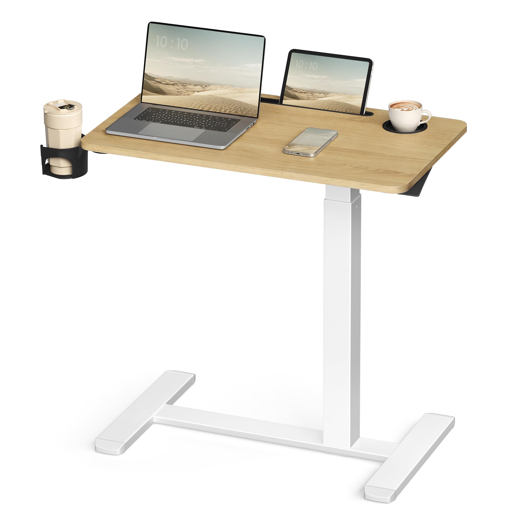 VASAGLE Overbed Table with Wheels, Adjustable Height, 70 x 40 cm Tabletop | Smal
