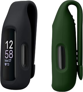 kwmobile 2X Clip Holders for Fitbit Inspire 3 / Inspire 2 / Ace 3 Clip On - Fitness Tracker Case Holder Replacement Set - TPU Silicone Tracker Holder for Sport