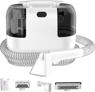 PUREBEAR Portable HandHeld Carpet Cleaner Machine, Dual Tank | 18Kpa Suction Power| Spot Cleaner| Upholstery| Stains, Couch, Car Seat, Rug, Mattress| 2 Cleaning Heads| Self Cleaning