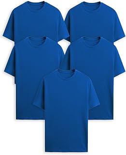 Generico Easy Fit T-Shirt, Pack of 5 Men's T-Shirts, Short Sleeves, 100% Cotton, Regular Fit, Unisex, Casual - Gym - Sports - Urban