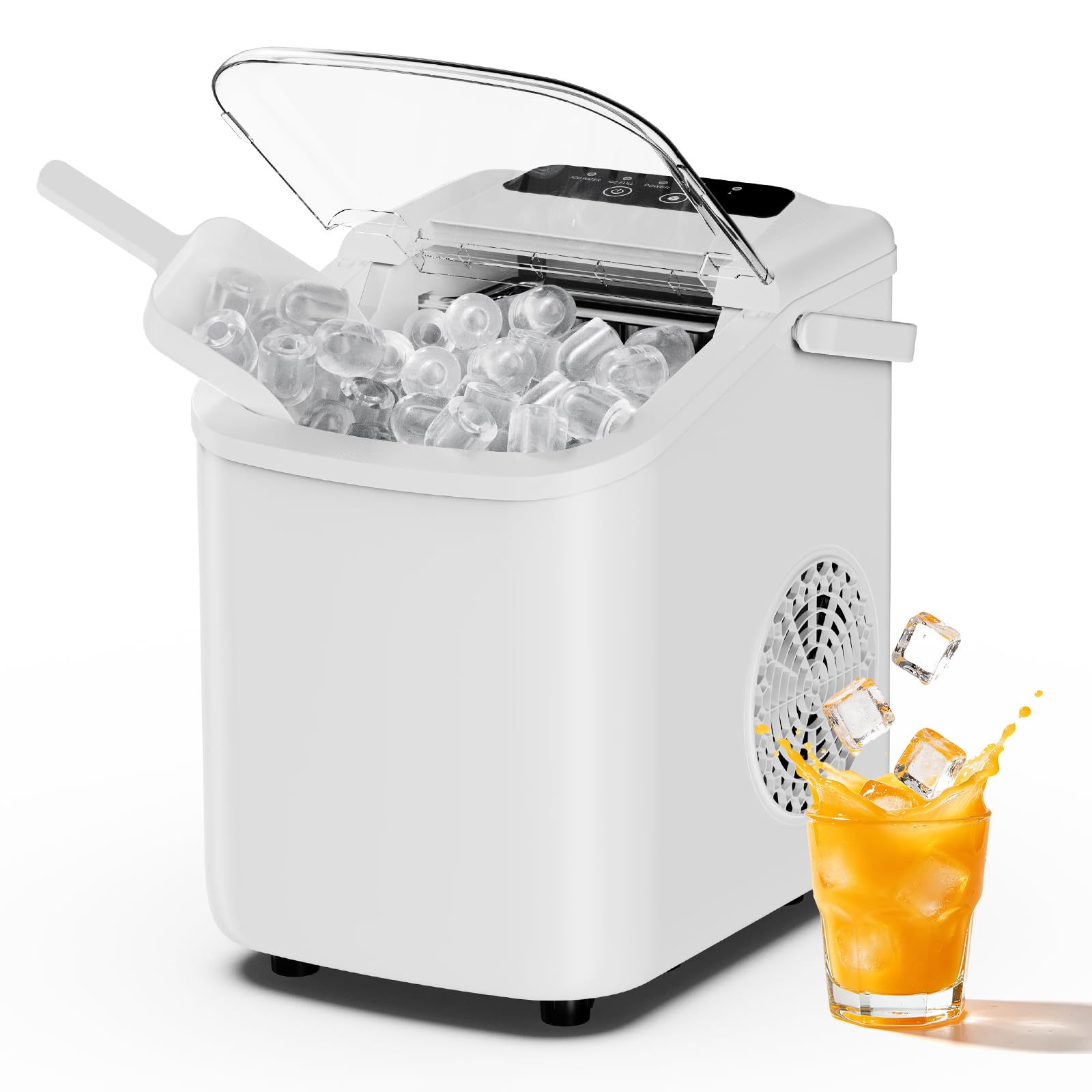 Sweetcrispy Countertop Ice Maker with Scoop, Basket and Handle, Portable Ice Mac