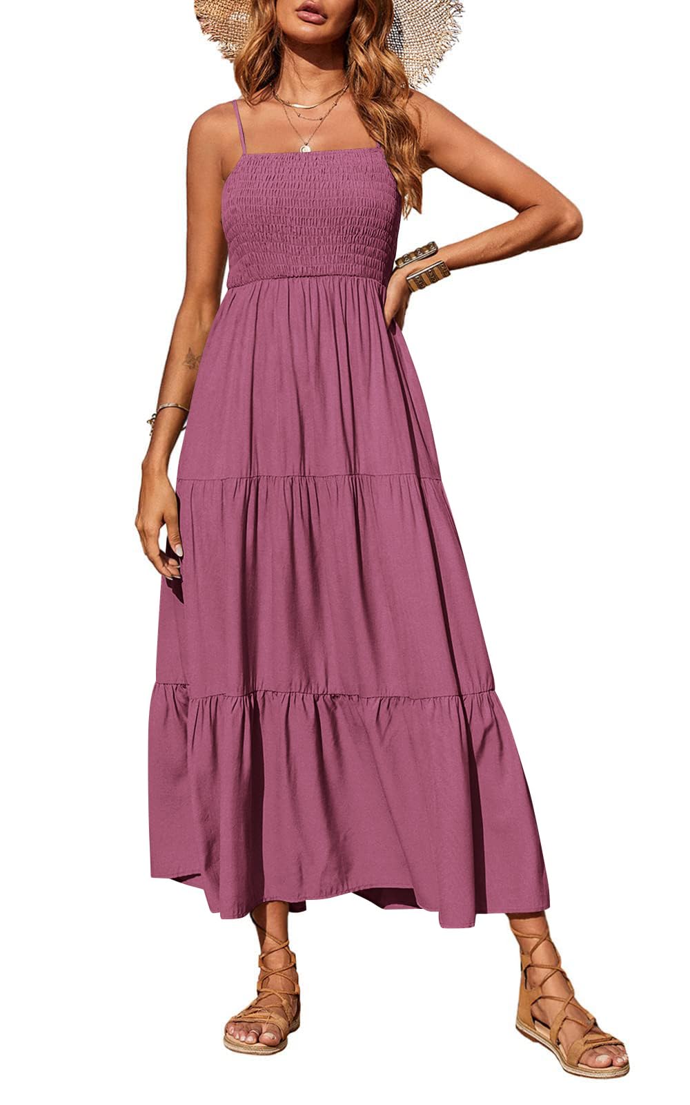 PRETTYGARDEN Women's Summer Maxi Dress 2026 Spaghetti Strap Sundresses