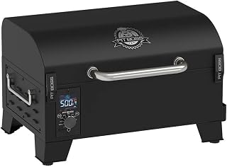 Pit Boss 150 Wood Pellet Grill & Smoker with Flame Broiler 256-Sq. In. Cooking Space, 180°F to 500°F Temperature Range, 7 lb. Pellet Hopper, for Tailgating, Camping, or Travel, Black
