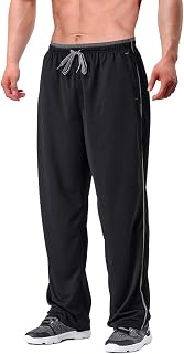 EKLENTSON Men's Tracksuit Bottoms Mesh Jogging Sweat Pants with Zipper Pockets Open Bottom Athletic Pants Loose Fit