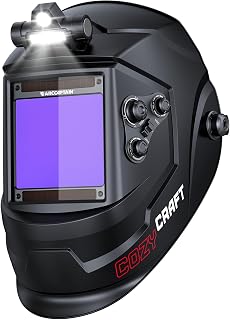 ARCCAPTAIN Auto Darkening Welding Helmet with Light, 3.94"X3.66" Large View | True Color 1/1/1/1 Welding Hood, 1/25000s Response, Solar Powered, 4 Arc Sensors, Replaceable Battery, Shade 4/5-8/9-13