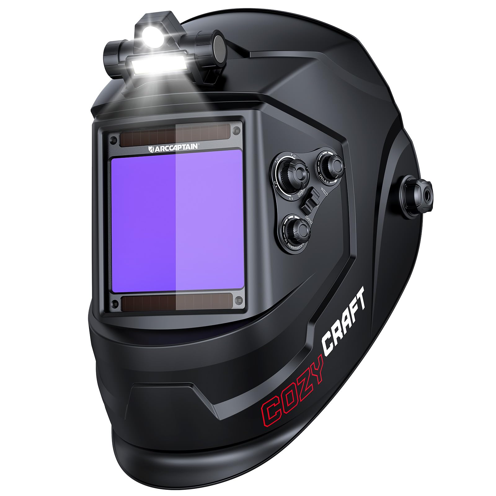 ARCCAPTAIN Auto Darkening Welding Helmet with Light, 3.94"X3.66" Large