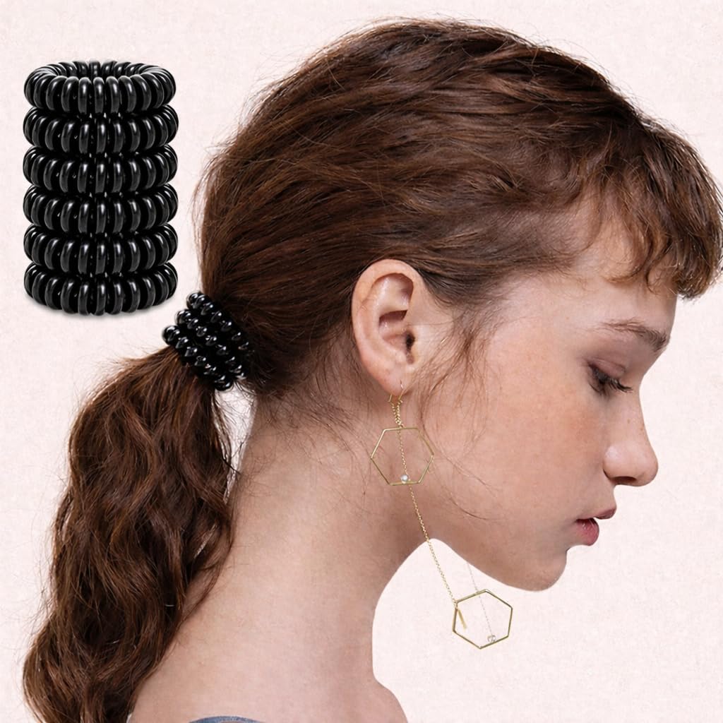 Spiral Hair Bands for Women - No Wrinkles and Dents - Telephone Cable Bobbins - 