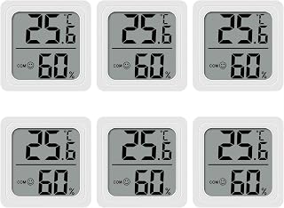 6PCS Digital Thermometer Hygrometer, Temperature Humidity Monitor LCD | Indoor climate gauge home greenhouse baby office garden cellar, large screen Celsius, accurate, portable, black