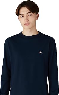 Champion C3-P401Z Men's Long Sleeve T-Shirt, Long Sleeves, Round Neck, 100% Cotton, One-Point Logo Embroidery, Basic