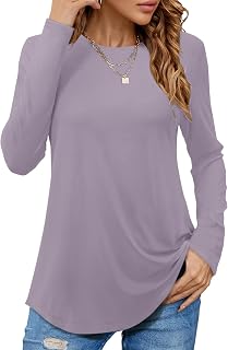 PLOKNRD Women's Long Sleeve T-Shirt Crewneck Casual Tunic Tops