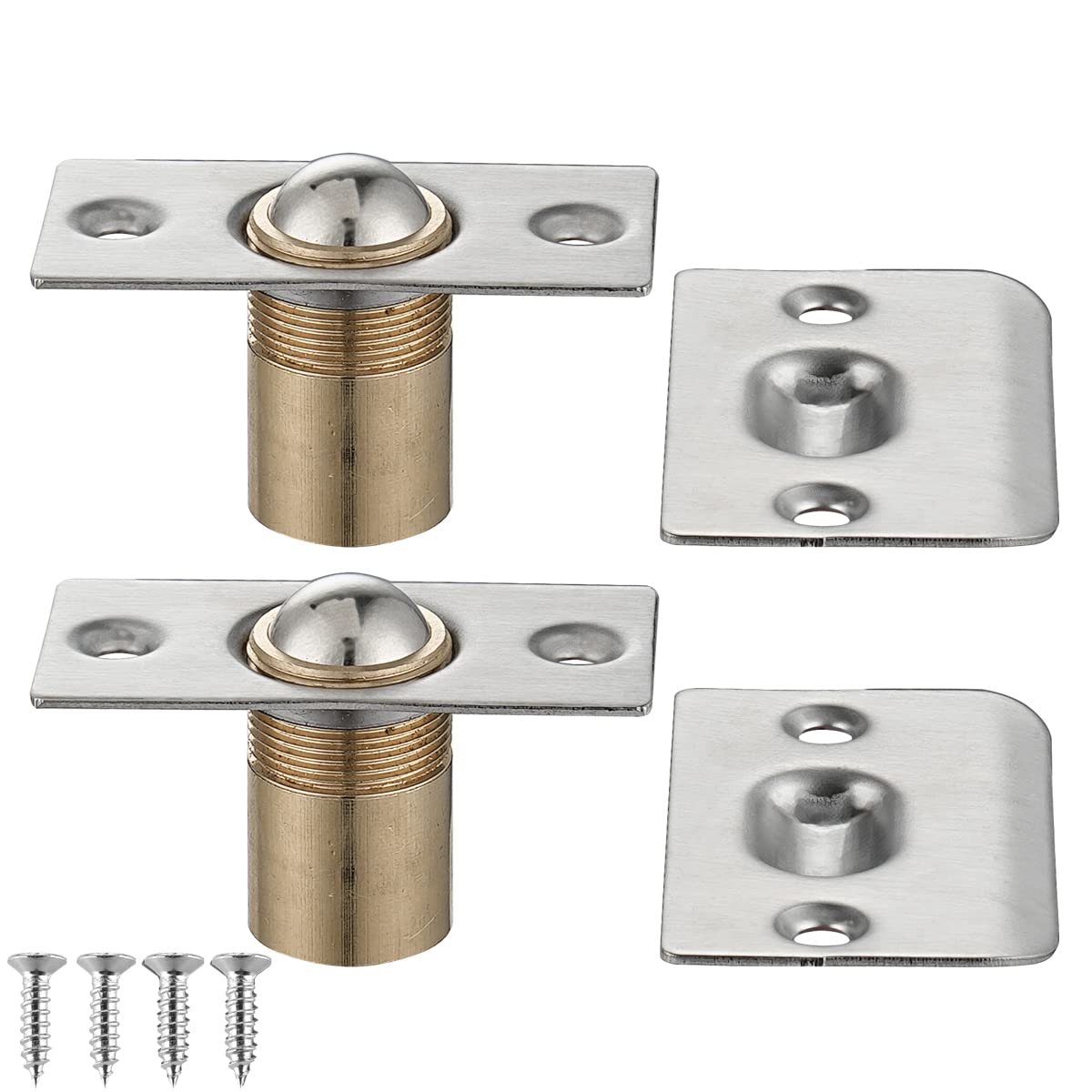 JQK Closet Door Ball Catch Hardware, Stainless Steel Catch Adjustable with Strik