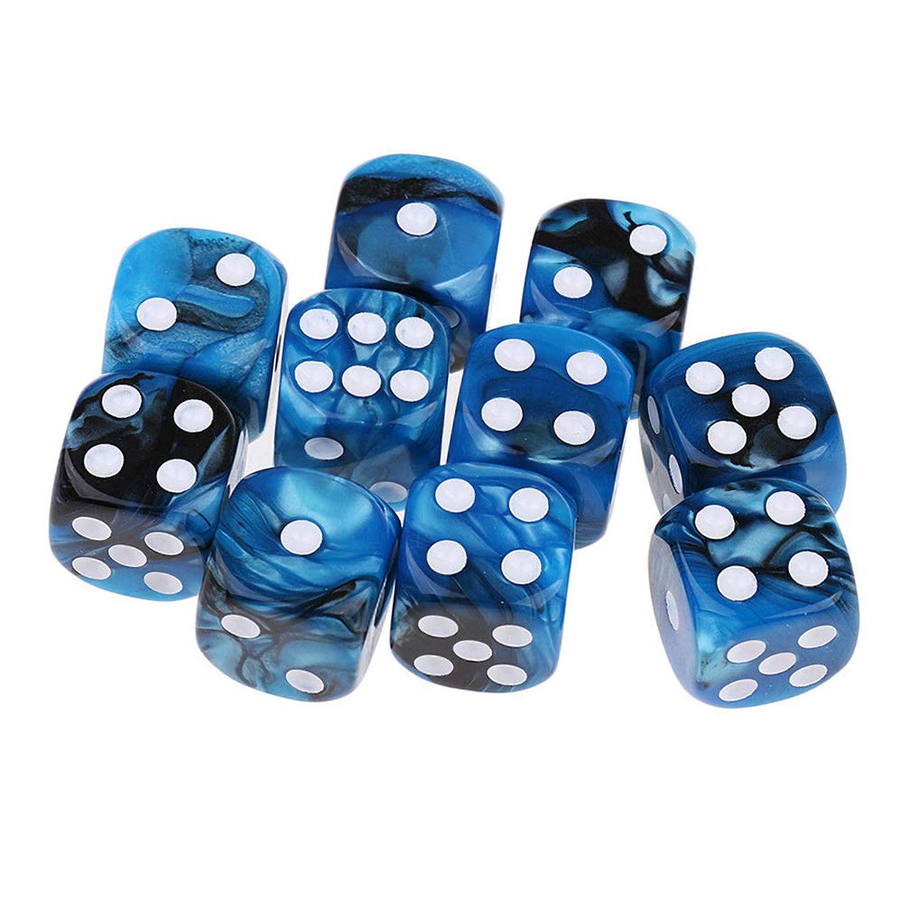 Yiotfandoll 10PCS Polyhedral Dice D6 Dice 16mm Acrylic Dice Game Dice for RPG MT