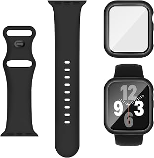 Adorique 3-in-1 Compatible for Apple Watch Band 40mm 41mm 42mm 44mm 45mm 46mm, Soft Silicone Sport Strap for iWatch Series SE 10 9 8 7 6 5 4 3