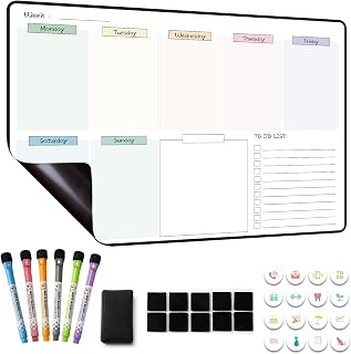 MCCORL Magnetic Weekly Planner Whiteboard for Fridge Calendar, Perfect as Family Chores Chart,Reminder and Memo Board, wipeable (Monday to Sunday)