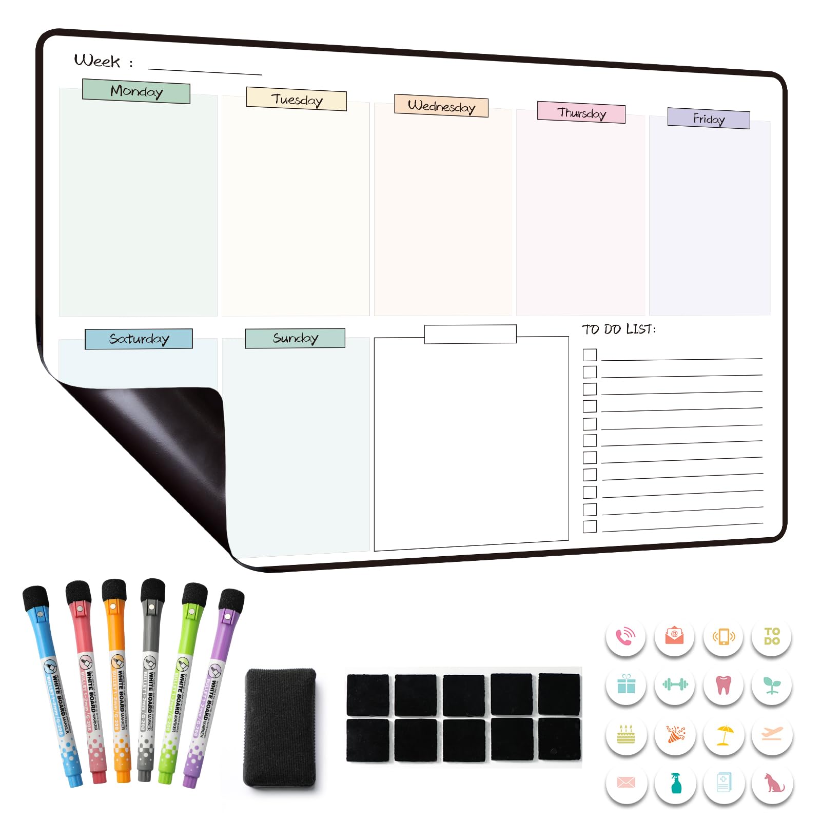 MCCORL Magnetic Weekly Planner Whiteboard for Fridge Calendar, Perfect as Family