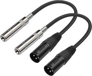 XLR Male to 1/4 inch 6.35MM Female Stereo Audio Cable 3PIN XLR Male to TRS Female Cable 1 FT(30cm) 2pcs