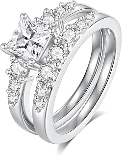 Wedding Ring Set For Women Moissanite Ring 18 K White Gold Plated 925 Sterling Silver Moissanite Engagement Rings Modern Design Ring Set