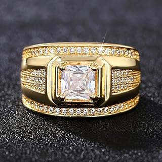 Gold Plated Cubic Zirconia Fashion Luxury Engagement Rings Wedding Bridal Band Promise Rings Evening Anniversary Valentine's Day Gifts Eternity Bands for Women