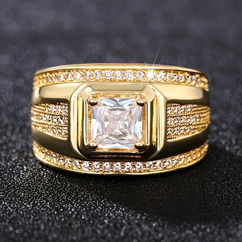Gold Plated Cubic Zirconia Fashion Luxury Engagement Rings Wedding Bridal Band P