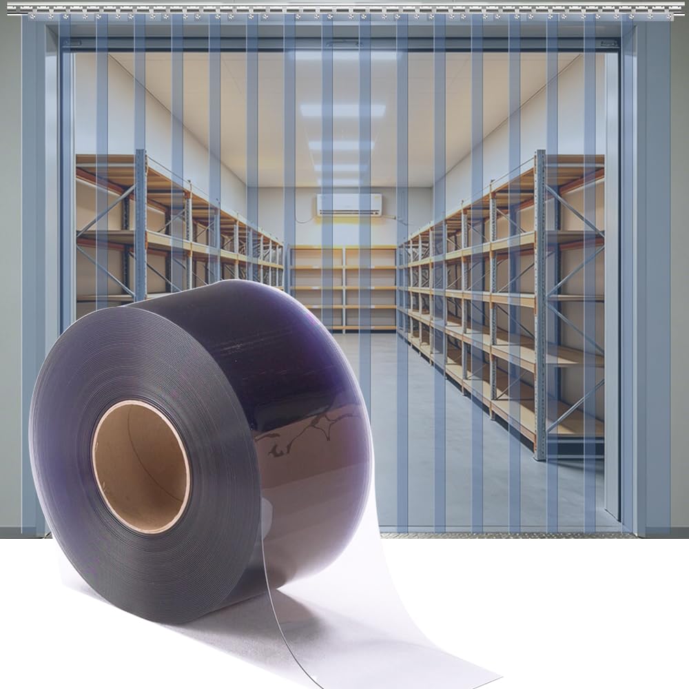kalwason Plastic Vinyl Strip Door Curtain – 148 Feet Clear PVC Curtain Bulk Roll