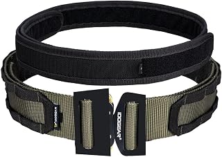 IDOGEAR 2 Inch Military Tactical Belt with 1.75 Inches Inner Belt Set Quick Release Metal Buckle Heavy Duty Hook and Loop
