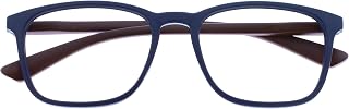 OPULIZE Max Classic Reading glasses for Women Men,Scratch Resistant Large Rectangular frame with Spring Hinges, Blue +1 (Pack of 1)