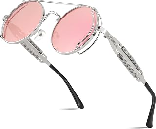 FEISEDY Retro Round Steampunk Sunglasses Lennon Hippie Glasses Metal Frame Women Men B2351