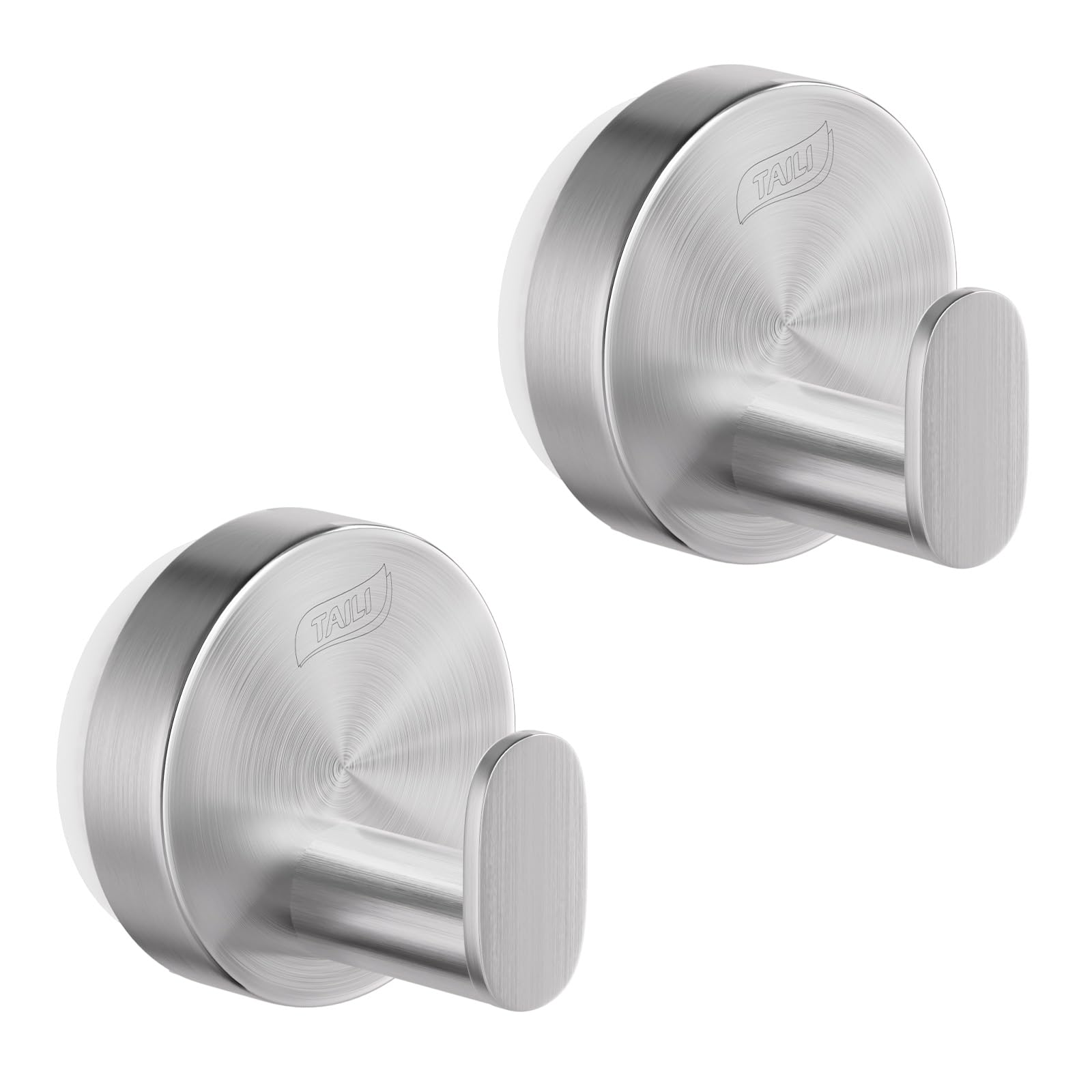 TAILI Bathroom Towel Hooks with Suction,Stainless Steel,Silver,Round Type A