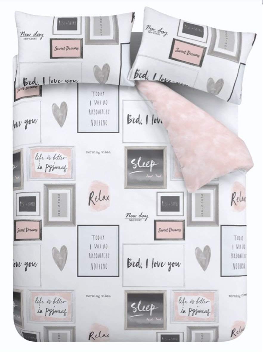 Catherine Lansfield Sleep Dreams Blush 3 Piece King Duvet Cover Set