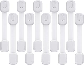 Goodv Child Safety Cabinet Locks - (10 Pack) Baby Proofing Latches to Drawer Door Fridge Oven Toilet Seat Kitchen Cupboard Appliance Trash Can with 3M Adhesive - Adjustable Strap No Drill No Tool