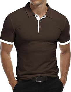 KUYIGO Men's Polo Shirt Long Sleeves & Short Sleeves Sports Shirts Tennis Golf Basic T-Shirt S-XXL