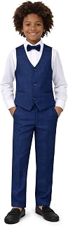 Lilax Boys Formal Suit 4 Piece Vest, Pants and Tie Dresswear Suit Set